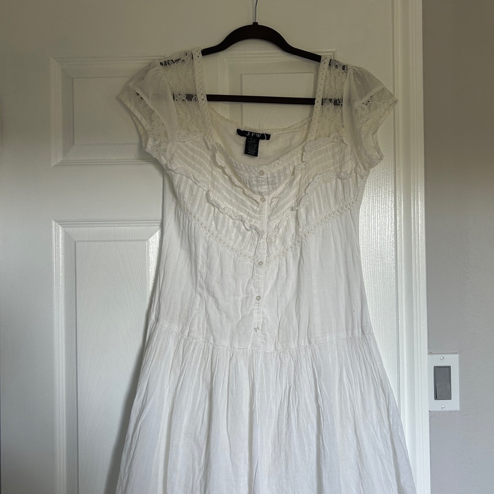 Cream Midi Sundress with Flutter Sleeves and Scoop Neck